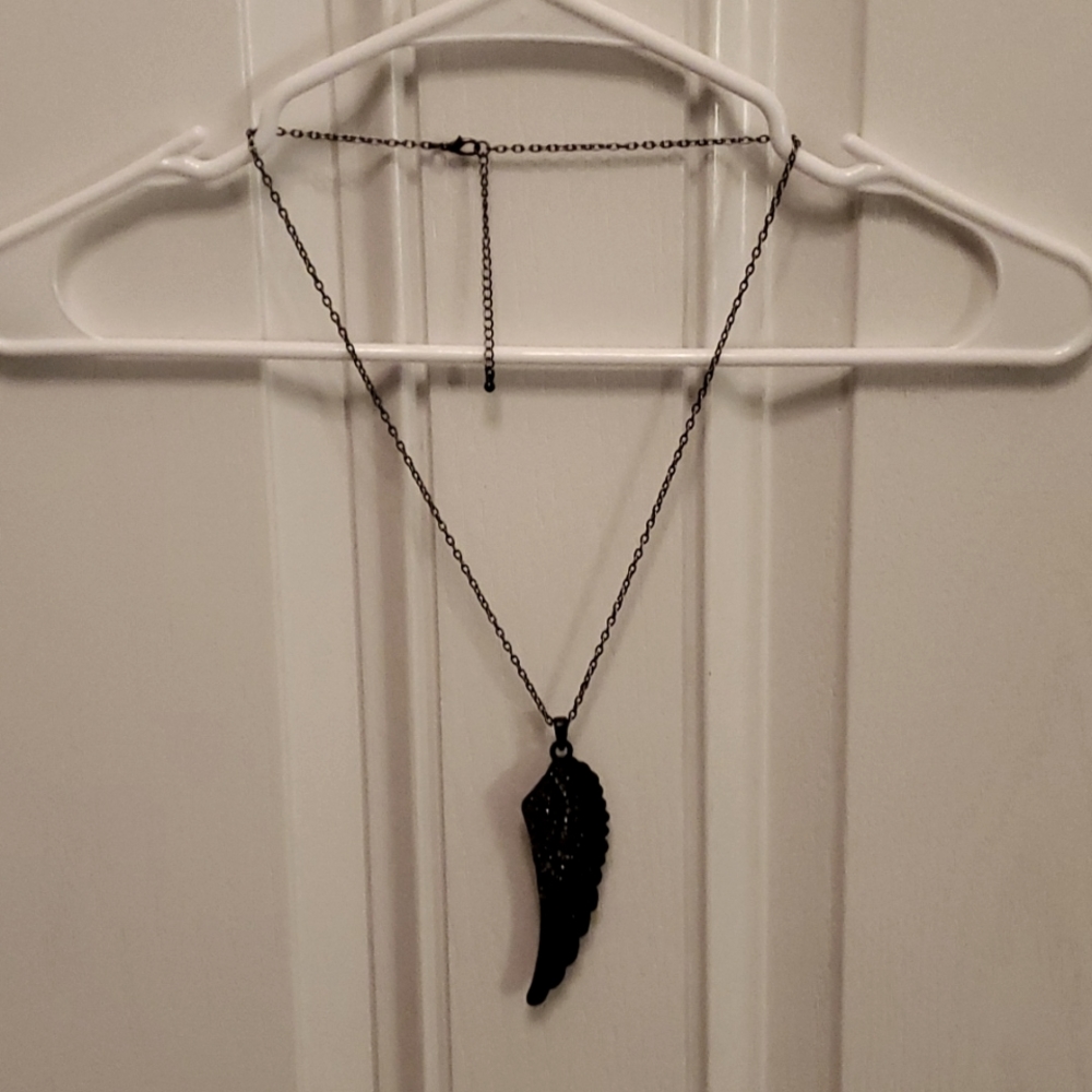 Black Angel Wing pendant necklace